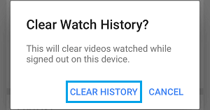 Clear YouTube Watch History on this Device