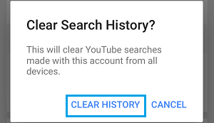 Clear YouTube Search History on this Account