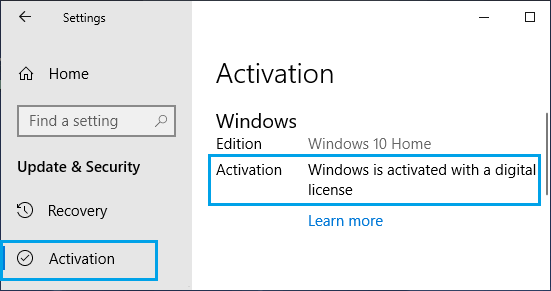 Check Windows 10 Activation Status