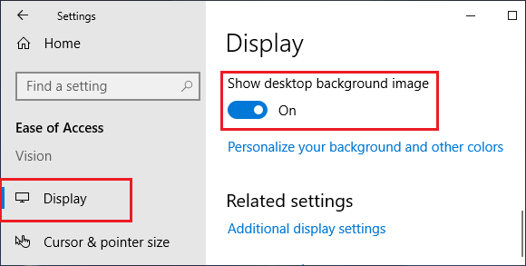 Show Desktop Image option in Windows Ease of Access Settings