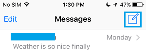 Compose new text Message iPhone