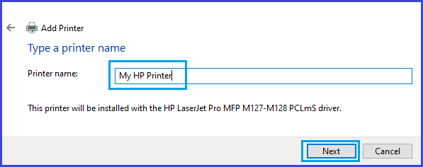 Type Printer Name