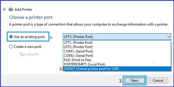 Use An Existing Port Option on iPhone