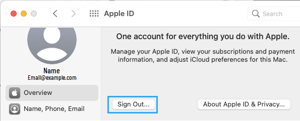 Cerrar la sesión del ID de Apple en el Mac