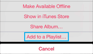 Add to A Playlist Option in Apple Music on iPhone