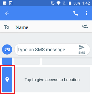 Añadir la ubicación a la opción de mensajes de texto en la aplicación de Mensajes en un teléfono Android