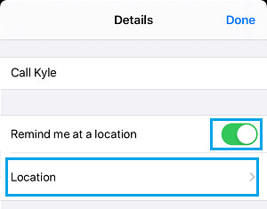 Establecer un recordatorio basado en la ubicación en el iPhone