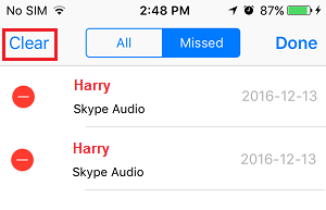 Delete All Missed Calls on iPhone