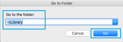 Ve a la carpeta de la biblioteca utilizando la opción Ir a la carpeta en Mac