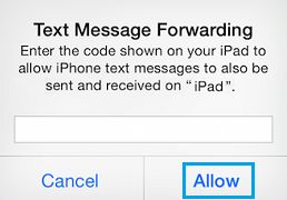 Enter Securtiy Code on iPhone For Text Message Forwarding