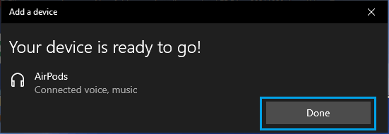 AirPods Connected to Windows PC