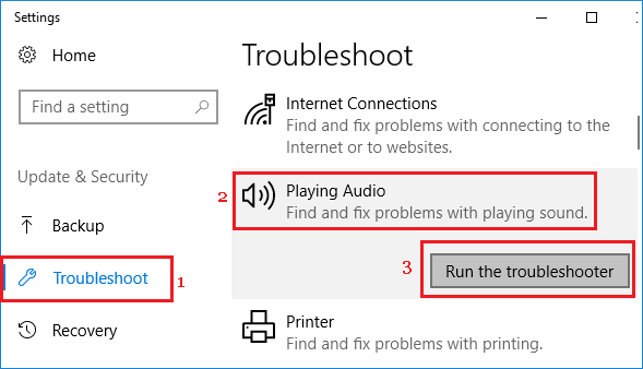 Troubleshoot Playing Audio Problems in Windows 10