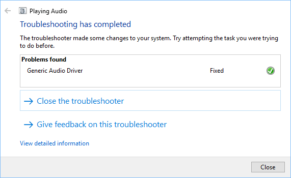 Windows Audio Troubleshooter Fixed Audio Problem in Windows 10