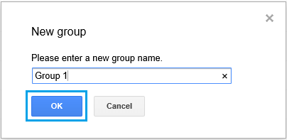 Introduce el nombre del nuevo grupo de contactos en Gmail