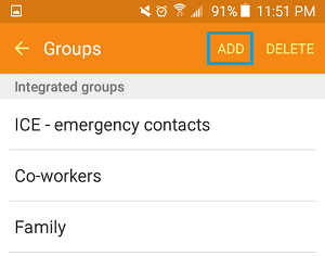 Añadir un separador de grupo de contactos en un teléfono Android