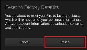 Reset Kindle Fire Pop-up