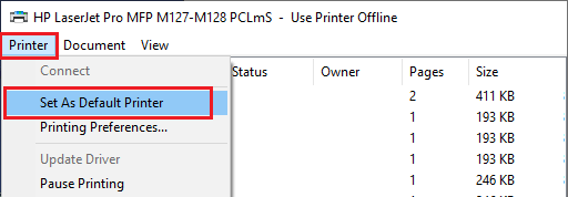 Set Default Printer in Windows