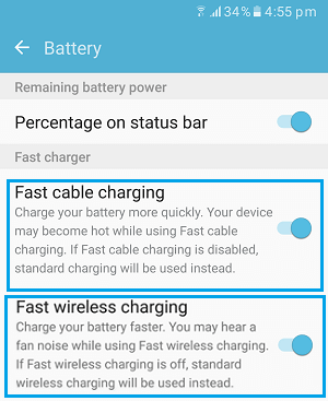 Desactivar la carga rápida por cable y la carga rápida inalámbrica en los móviles Samsung Galaxy