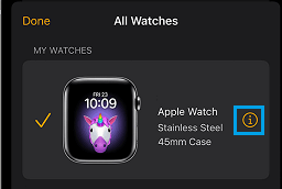 Apple Watch Details Icon on iPhone