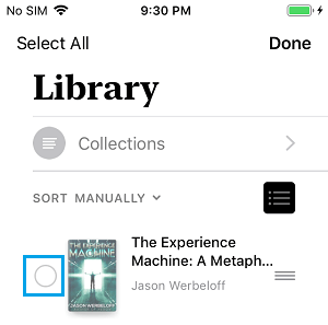 Select Books to Delete on iPhone