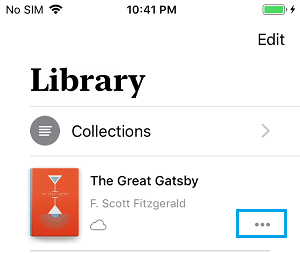 Menu Icon Next to Deleted Book On iPhone