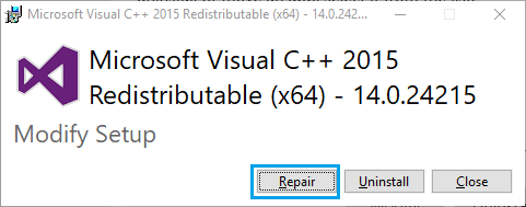 Arreglo de la redistribución de Microsoft Visual C++ en PC con Windows