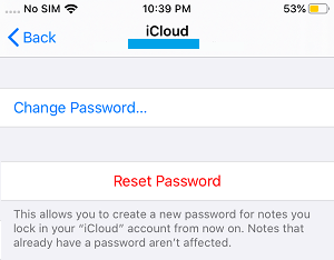 Restablecer la contraseña de Notas de iCloud en el iPhone