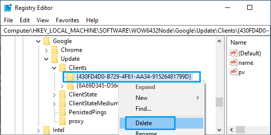 Delete Chrome Clients Registry From Windows PC 