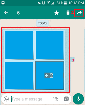 Forward Photos Option in WhatsApp on Android Phone