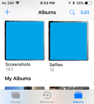 Photos Albums in iPhone Photos App