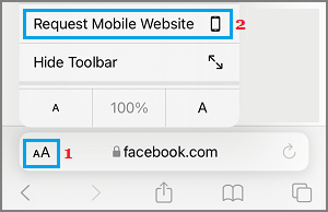 Request Mobile Website on iPhone