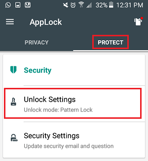 Unlock Settings Tab in AppLock App on Android