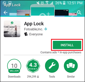 Password Tab in AppLock App on Android