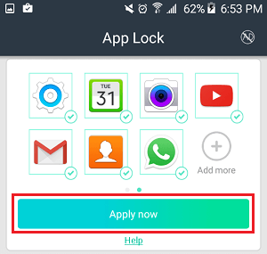 Apply Now Button in App Lock App