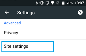 Site Setting Option in Chrome on Android