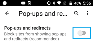 Block Pop-ups and Redirects in Chrome on Android Phone