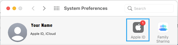 Apple ID Settings Option on Mac