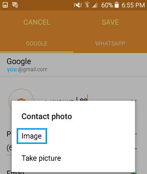 Elige una imagen para asignarla a un contacto en un teléfono Android