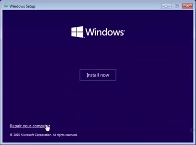 Repair Your Computer Option in Windows 10