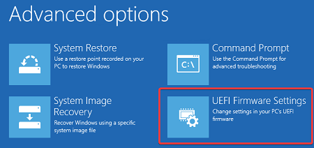 Abrir la configuración del firmware UEFI en un PC con Windows