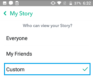 Opción de personalizar quién puede ver mi historia en Snapchat