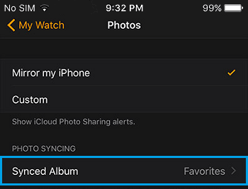 Sync Album Using My Watch App 