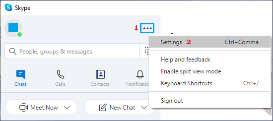 Open Skype Desktop Settings