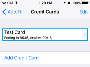 Credit Card Information Saved By Safari Browser On iPhone