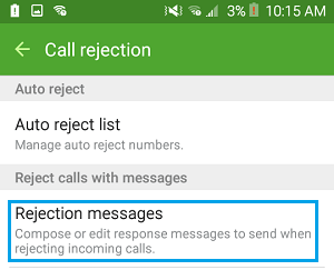 Call Rejection Screen On Android Phone