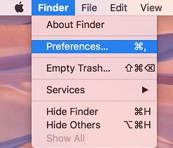 Finder Preferences Tab on Mac