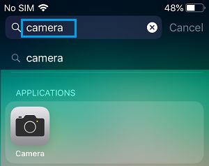 Search Camera App on iPhone