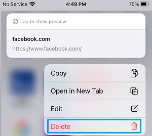 Delete Frequently Visited Website from Safari Homepage