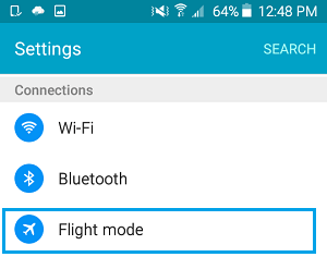Flight Mode Option on Android Phone