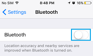 Desactivar el Bluetooth en el iPhone